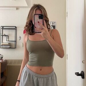 the dark green mesh cami tank top